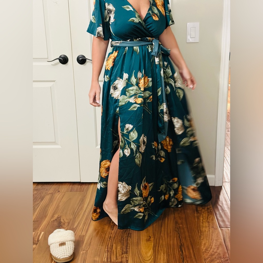 Baltic Born Floral Maxi Dress - Teal and Yellow - Picture 2 of 7
